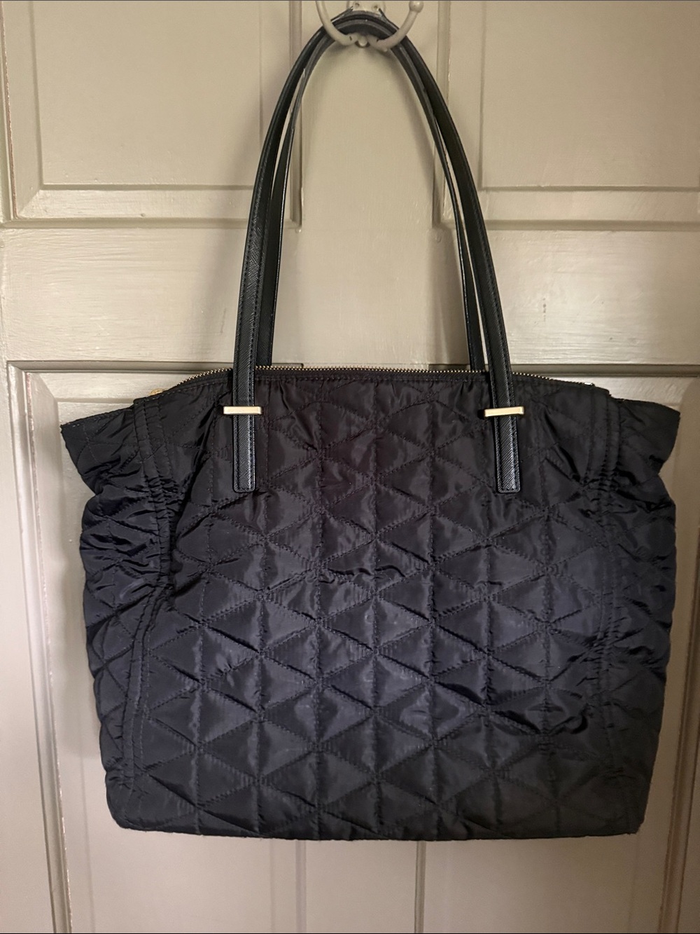 kate spade Quilted Black Tote with Gold Plaque - Picture 4 of 12
